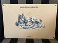 Humorvolles Holzschild mit frecher Hundeillustration – Du bist mein Rudel