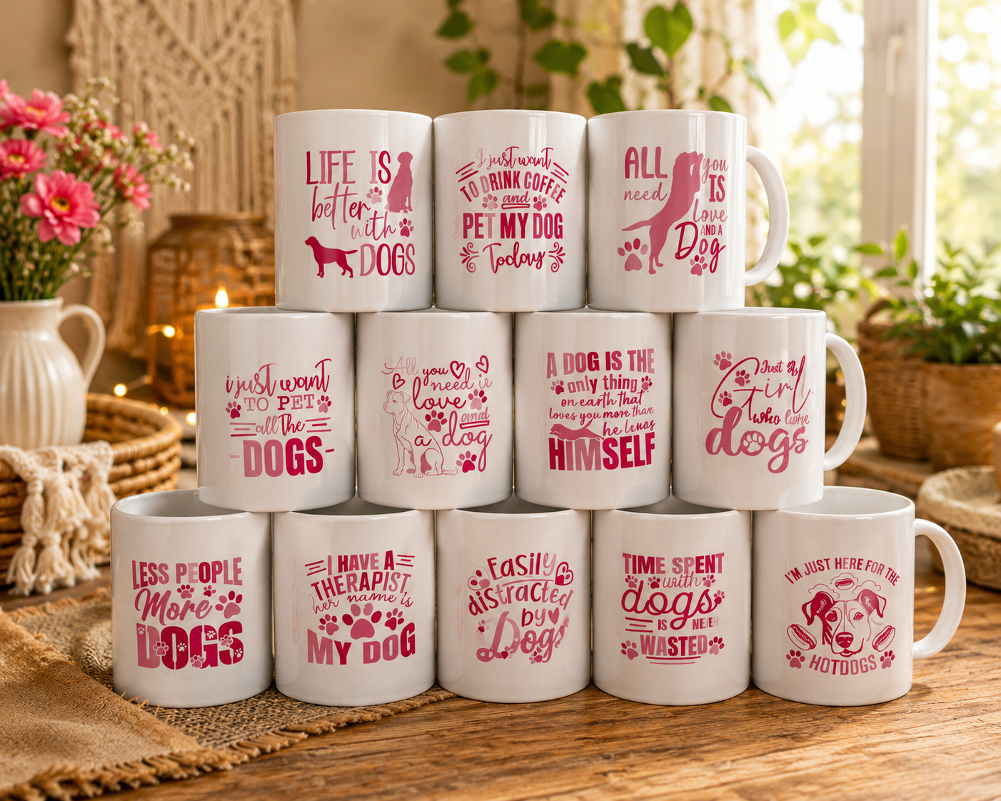 Hunde Sprüche Tasse in rosa – Wähle deinen Spruch