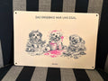 Holzschild Hund„Das Ergebnis war uns egal rosa “ – lustige Wanddeko 20×30 cm