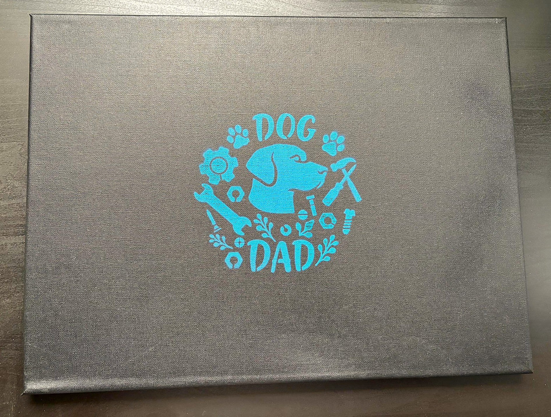Leinwand „Dog Dad“ blau
