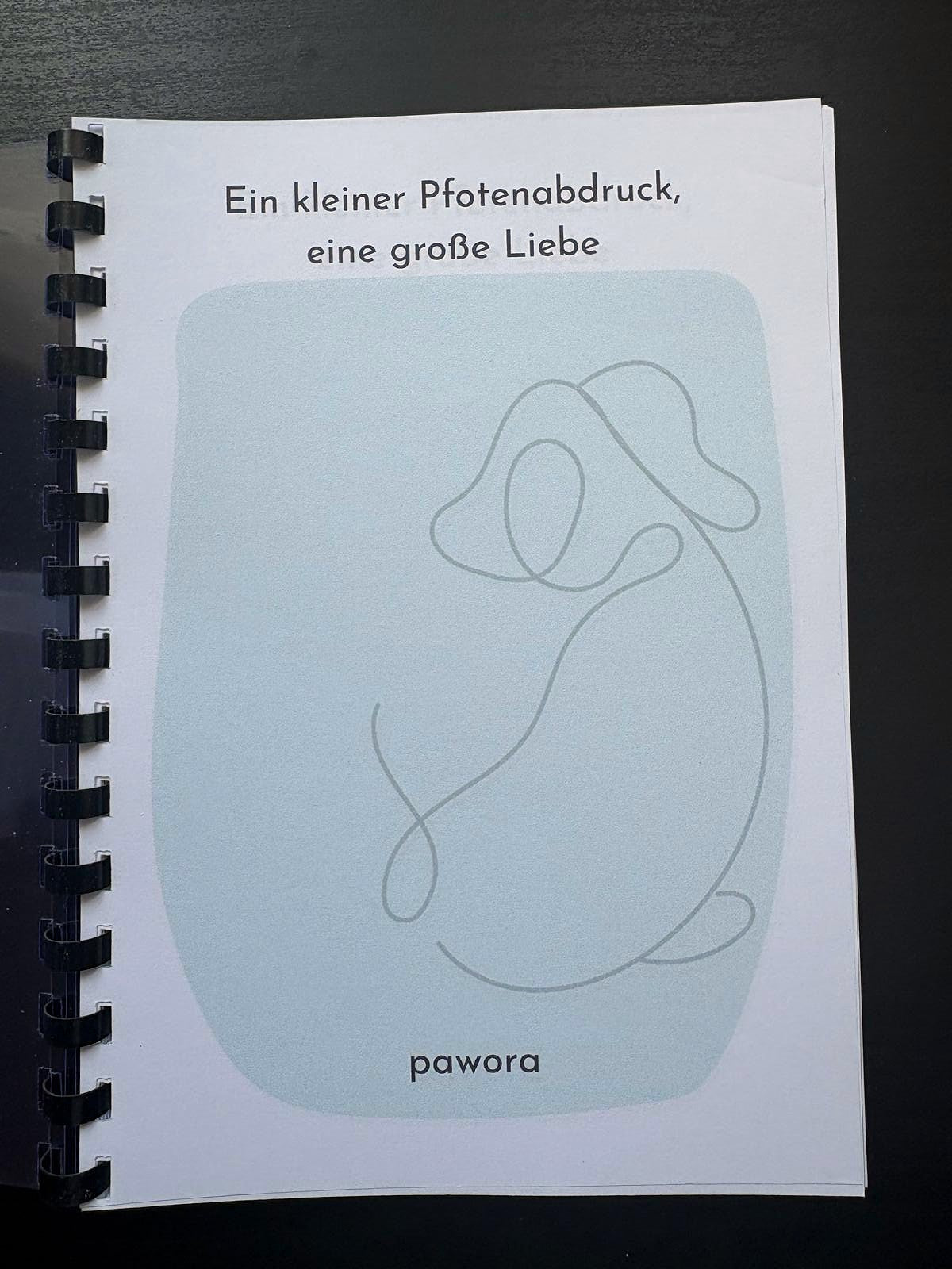Liebevolles Notizbuch mit Tiermotiv – „Ein kleiner Pfotenabdruck, eine große Liebe“ in blau