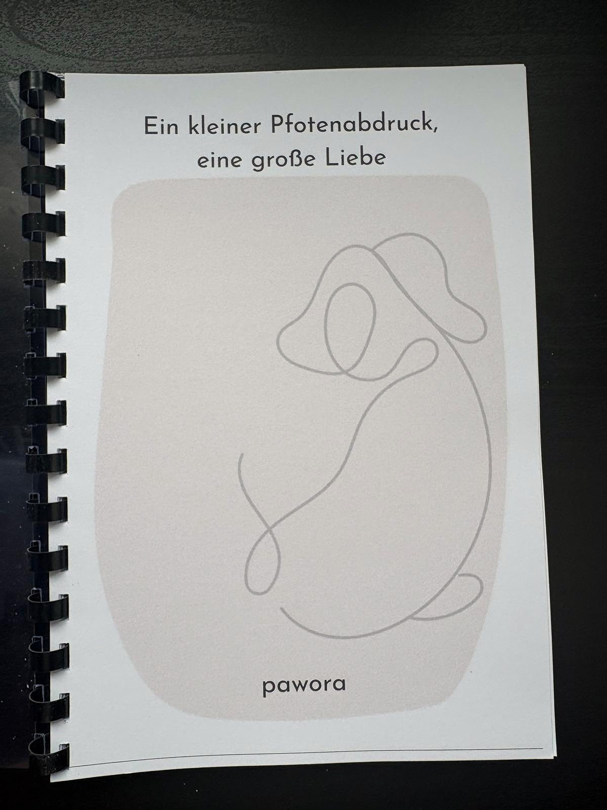 Liebevolles Notizbuch mit Tiermotiv – „Ein kleiner Pfotenabdruck, eine große Liebe“ in rosa