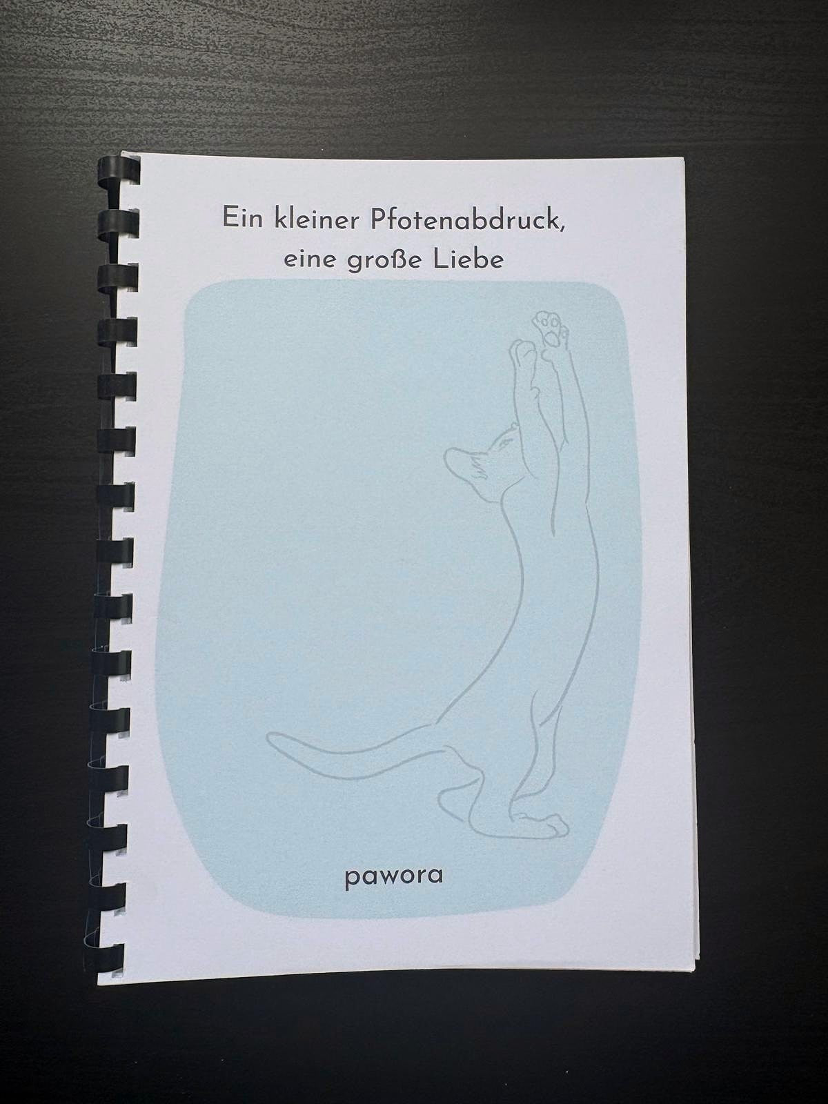 Liebevolles Notizbuch mit Tiermotiv – „Ein kleiner Pfotenabdruck, eine große Liebe“ in blau
