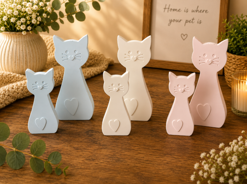 Deko-Figur Katze mit Herz 2er-Set